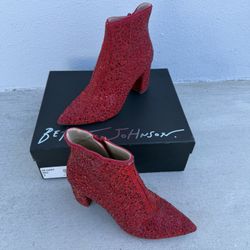 Betsy Johnson Cady Rhinestone ankle boots in red