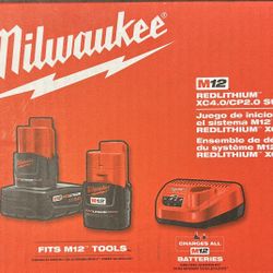 M12 12-Volt Lithium-Ion 4.0 Ah and 2.0 Ah Battery Packs and Charger 