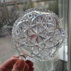 American Brilliant Cut Handle Candy Nut Relish Trinket Dish.Vintage Antique Charcuterie core shabby