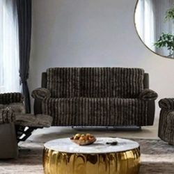 Brand New Brown Super Plush Reclining 3pc Sofa Set 