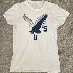 American Eagle Men’s XS Athletic Fit White Embroidered Eagle Logo S/S T-Shirt