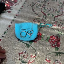 Tiffany &Co.    Silver Ring And Heart Necklace.  Ring Fits 5-6