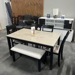 6-piece Dining Set With Chairs And Bench! 