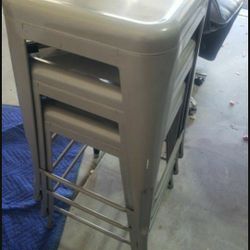 3 Gray Bar Stools 24"