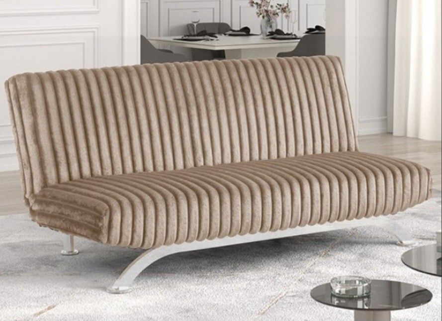 Brand New Light Brown Super Plush Futon Sofa Sleeper