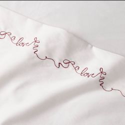 King 400 Thread Count Performance Sheet Set Ivory with Love Detailed Hem - Threshold