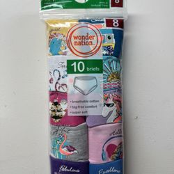 Wonder Nation 10 Piece Girls Briefs 