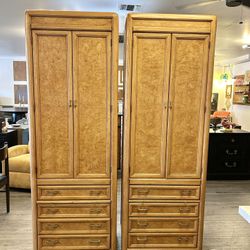 Variety Of Burl Wood Upright Dresser / Armoire  / Campaign Towers