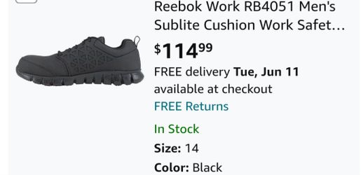 Reebok Men Safety Toe Athletic Work Shoe