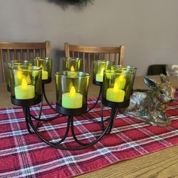 Green Glass Candle Holder