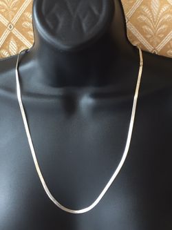 925 STER Silver Herringbone Necklace 24” Long
