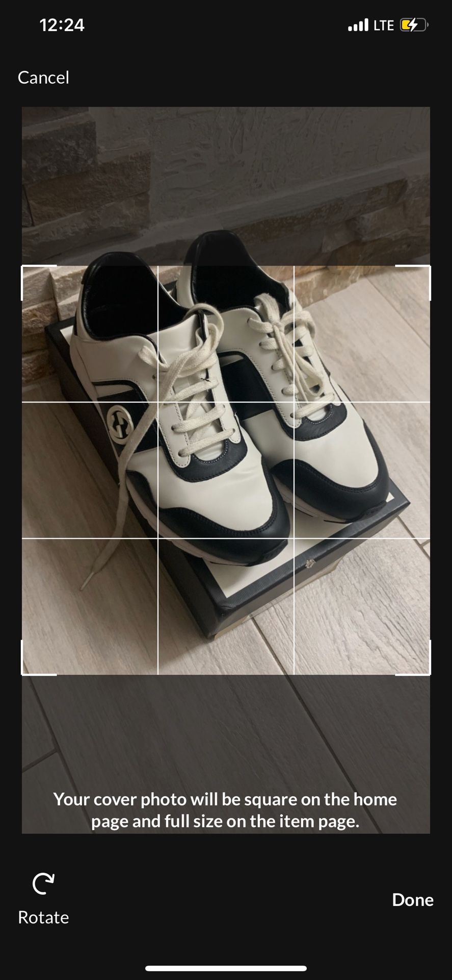 Gucci Black/White Leather Interlocking GG Lace Up Low Top Sneakers Size 40