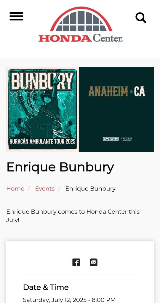 Enrique Bunbury Concert Honda Center July 12