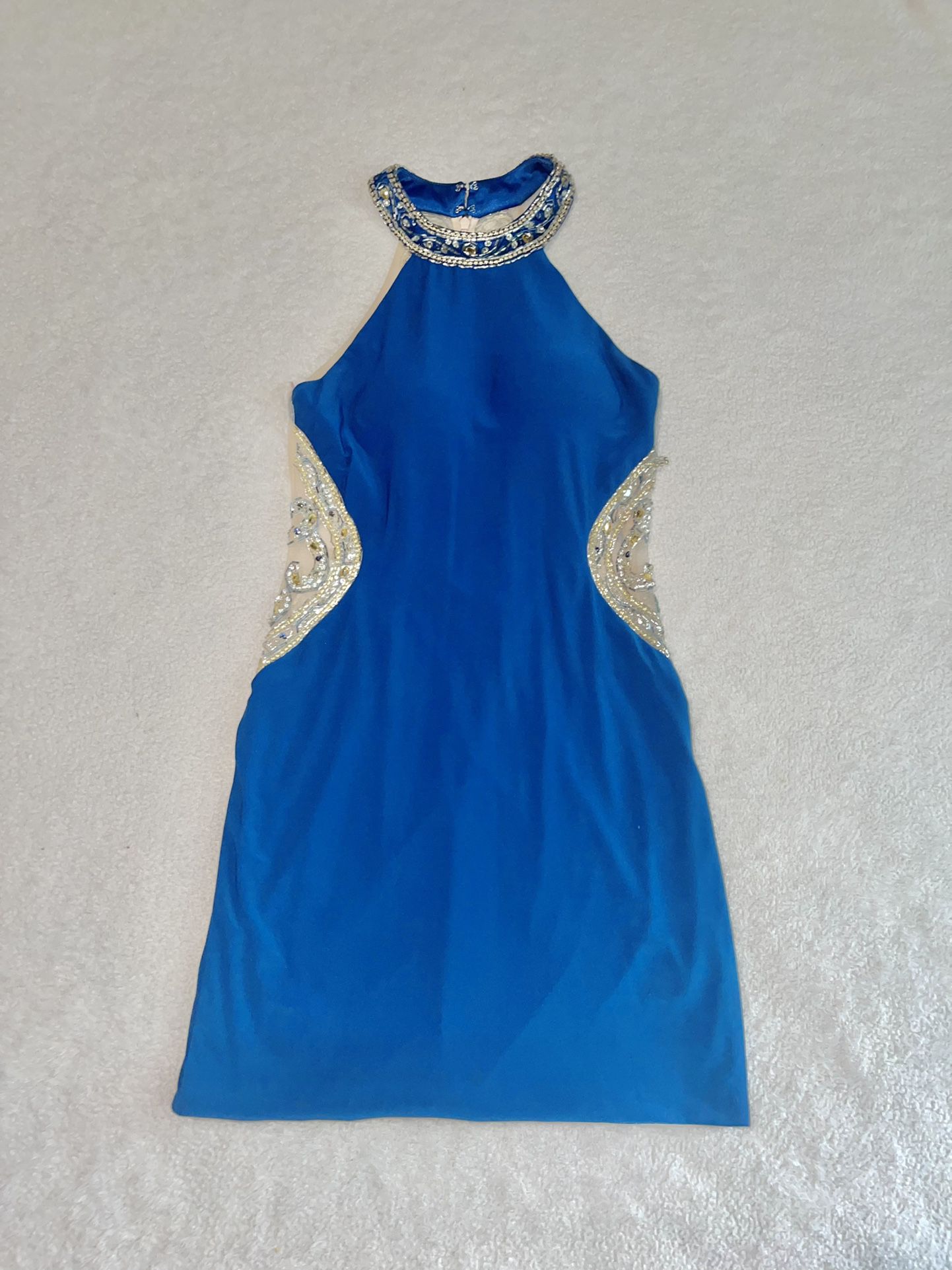 Blue Jeweled/Beaded Homecoming Dress by BLUSHPROM