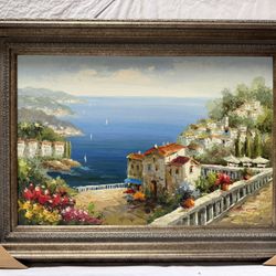Hand-Painted Oil Painting Wooden Frame 49” x 37”