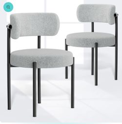 2 ComfortBlend Dining Chairs– Thick-Cushioned Seat, Sturdy Metal Frame, Vintage Modern Style