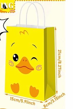 12 PCS Yellow Duck Gift Bag Treat Goodie Candy Favor Tote Boxes for Baby Shower Birthday Party Supplies