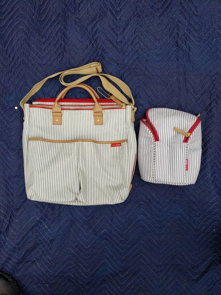 *Skip Hop* Duo Special Edition French Stripe Diaper Bag And Bottle Bag