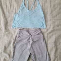 Set Of 2 Zella Top S and PINK Biker Shorts XS