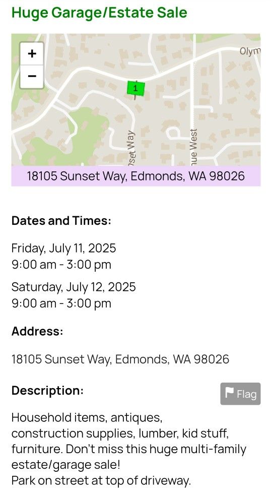Huge ESTATE/GARAGE Sale 7/11-12