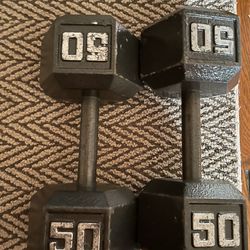 A Set Of 50lbs Dumbbells 