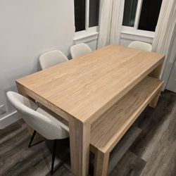Dining Table with Bench and 4 Chairs