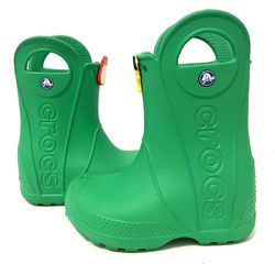 Crocs Handle It Rain Boots Green Waterproof slip on Kids shoe Size C8