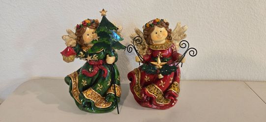 ​👼 Vintage "Joy & Noel" Holiday Angel Figurine Set (8")