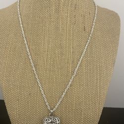 Silver 925 Open Locker Heart Necklace 