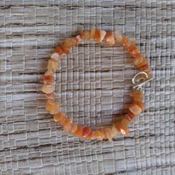 Handmade Natural Cornelian Gemstone Bead Bracelet
