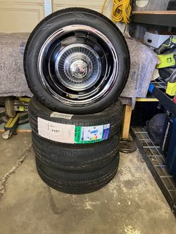 14x6 chevy Rallys 5x4.75 with new tires (WILL NOT ANSWER IF STILL AVAILABLE)