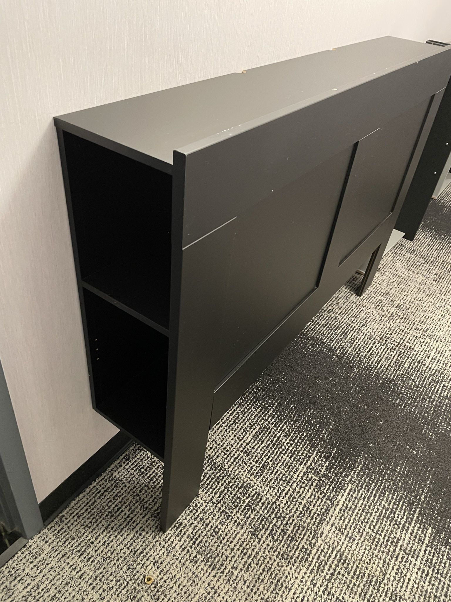 Black Queen size IKEA BRIMNES Headboard with storage compartment