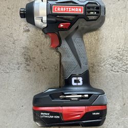 Craftsman 1/4” Impact Driver Lithium-ion Diehard 19.2 Volt Drill With Charger 