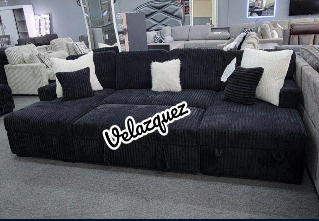 ✅️✅️3-Piece Black color Convertible Sectional✅️✅️