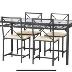 Ikea 4 Chair Glass & Metal Table