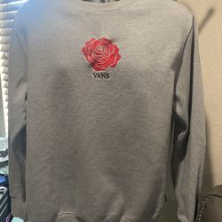 Vans Men’s Crewneck Gray Sweater With Red Rose