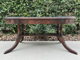 Mahogany Coffee Table with Glass Top and Shelf -
