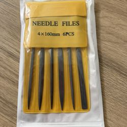 6-Piece Metal Needle File Set - Hardened Alloy Steel Includes Flat, Warding, Square, Triangular, Round, and Half-Round Files