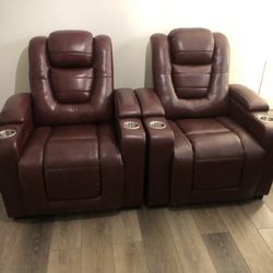 TOP GRAIN LEATHER THEATER RECKINERS
