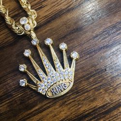10KT Rope Chain With King Charm