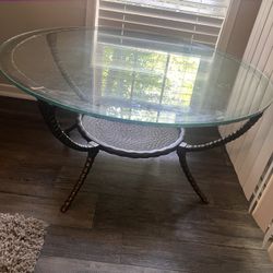 Round Large iron Table With Matching Side Table
