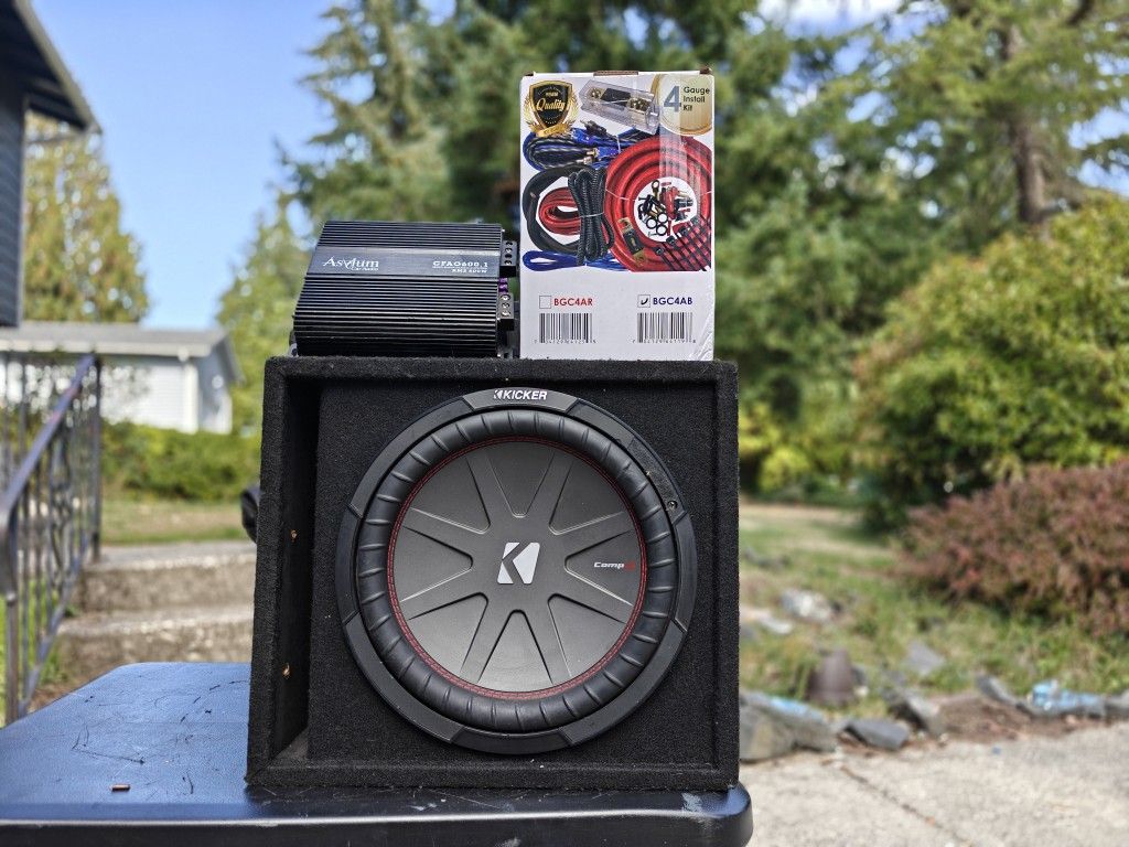 Kicker Comp R 12 In Ported Box With Amps And Wiring 