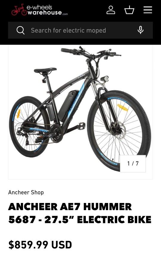 Ancheer AE7 HUMMER 5687 - 27.5” Electric Bike