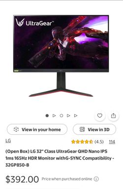 Lg ultragear 32" qhd monitor 1440p 165hz