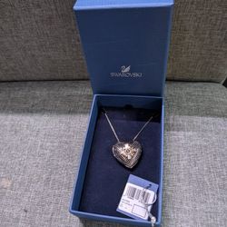 Swarovski Romeo & Juliet-R&J Open Heart Pendant-Long Clear Crystal NEW (contact info removed)