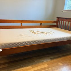 wood twin size bed frame with Mattress