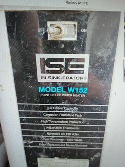InSinkErator W152 point of use water heater 2.5 Gallon capacity 120 volts