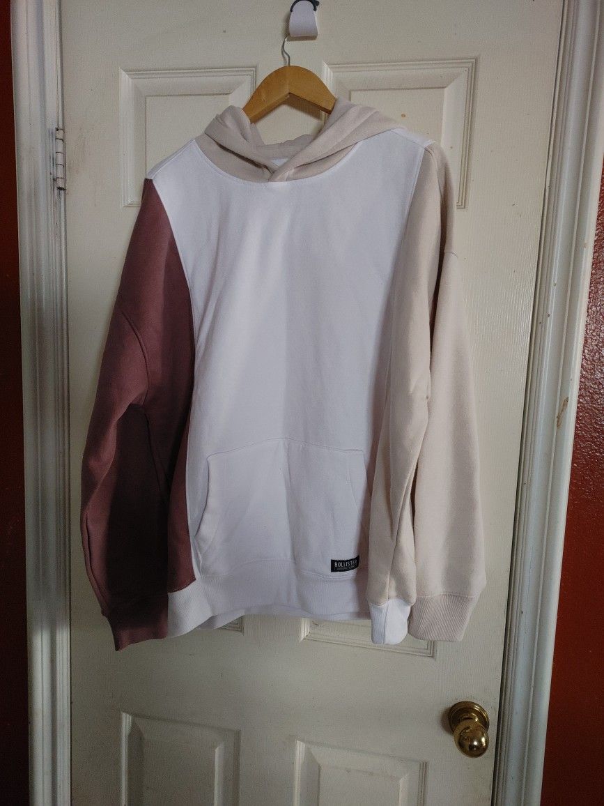 Hollister Colorblock Hoodie Mauve and Tan XLarge