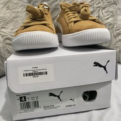 Size 4 Puma Suede VTG  Honey Mustard- Puma White (contact info removed)1