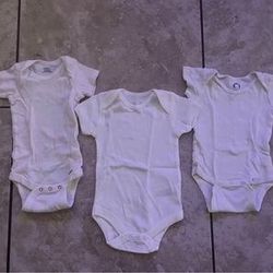 3-6 Month White Onesies 